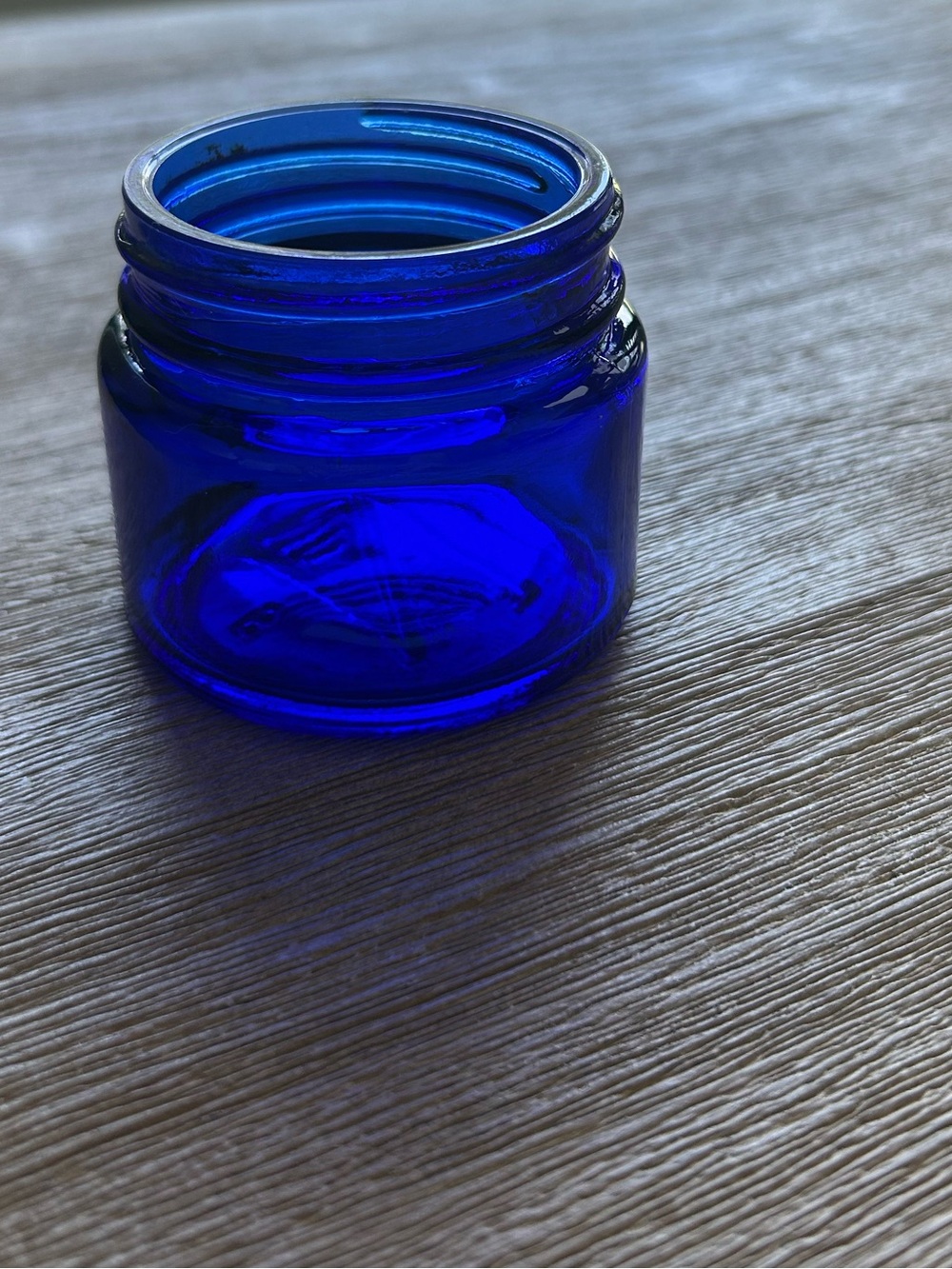 Antique Cobalt Blue Glass Noxzema Jar - no lid - Small Jewelry Storage - Picture 3 of 9